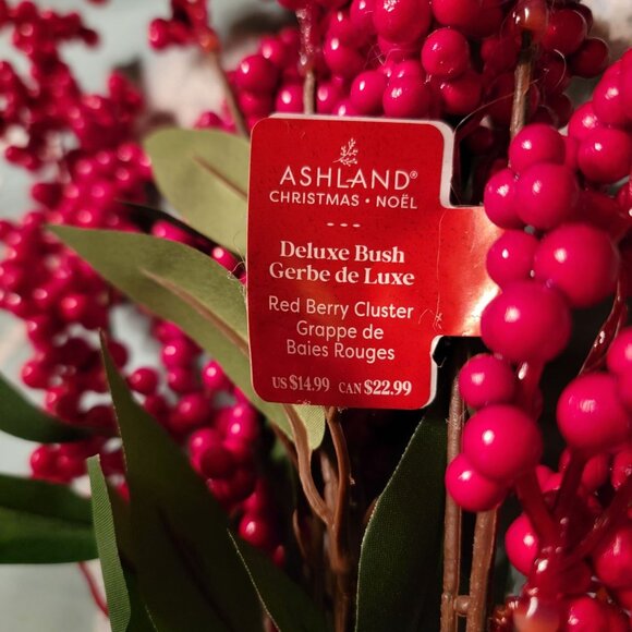 Ashland Deluxe Christmas Red Berry Cluster Faux Floral Décor - Picture 2 of 3